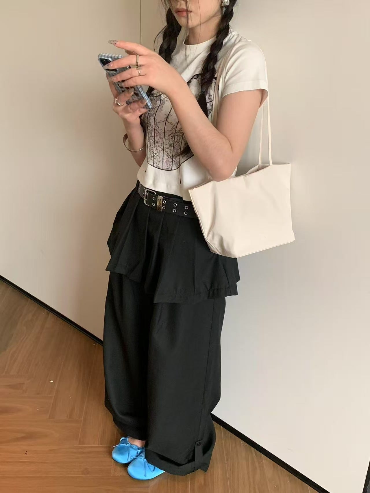 Women's Niche Nylon Cloth Vegetable Basket Large Capacity Lightweight Tote Bag