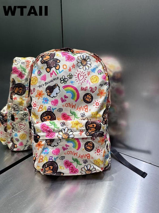 Cute Cartoon Little Monkey Printed Iti Women's Backpack