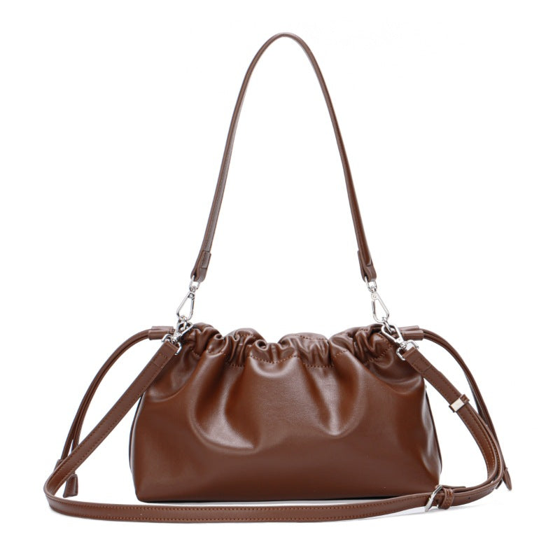 Women's Soft Leather Cloud Drawstring Underarm Popular Affordable Luxury Fashion Advanced Small Square Bags