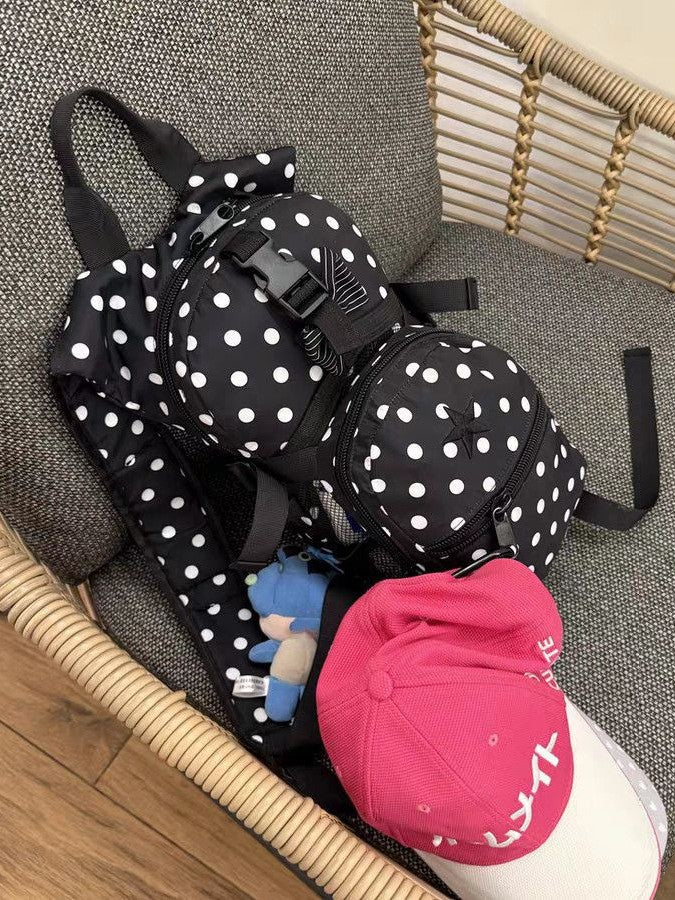 Polka Dot Large Capacity Lightweight Embroidery Patch Leisure Backpack