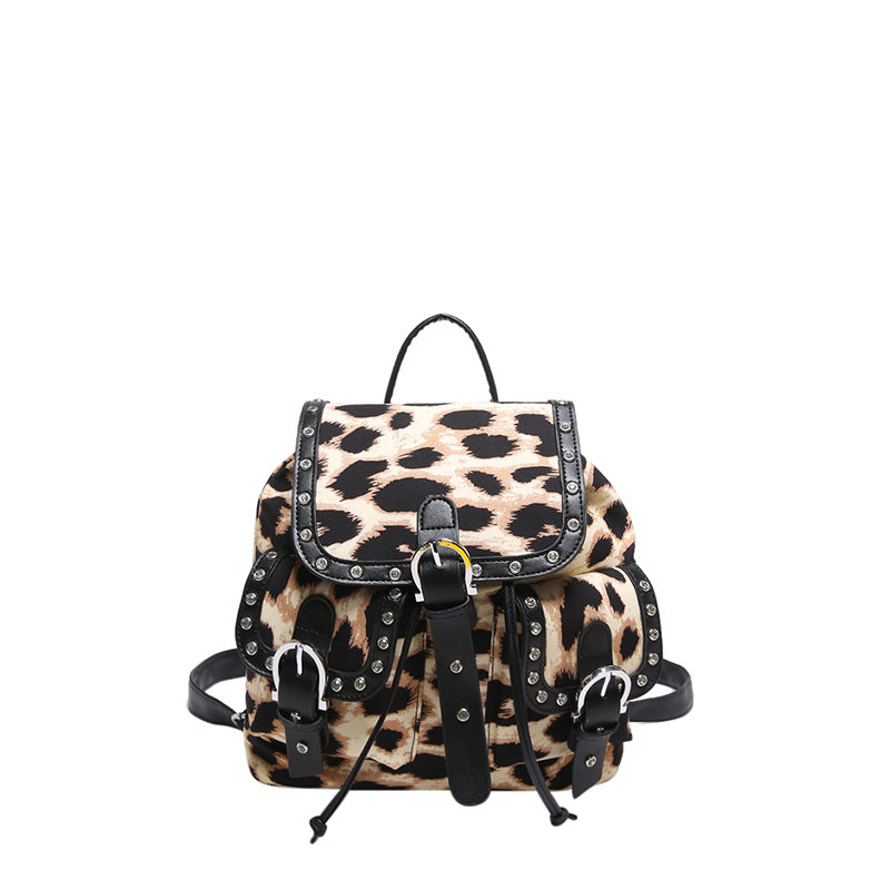 Retro Personalized Leopard Print Trendy Fashion Women's Backpack