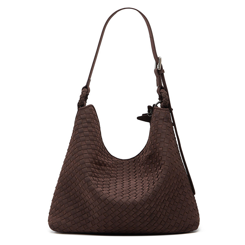 Women's Suede Frosted Woven Large Capacity Commute Women's Shoulder Bag