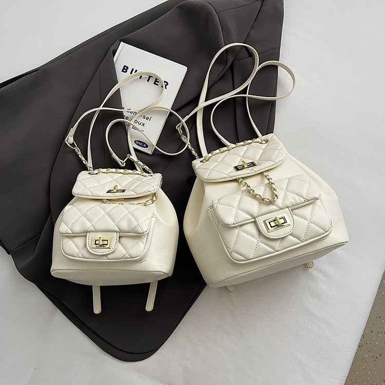 Casual Women's Korean Rhombus High-grade Texture Leisure Backpack