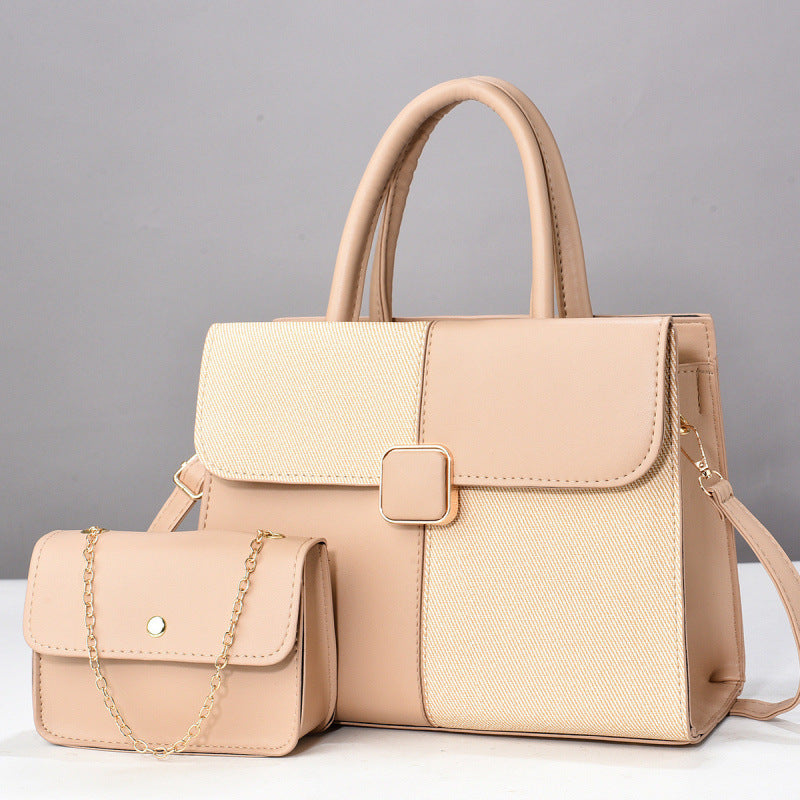 Fixed Large Capacity Contrast Color Embossed Fashion Handbags