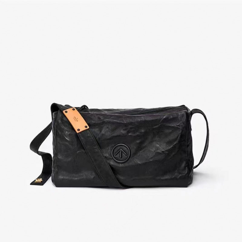 Women's & Men's Le Arrow Black Stone Pleated Large Capacity Soft Bags