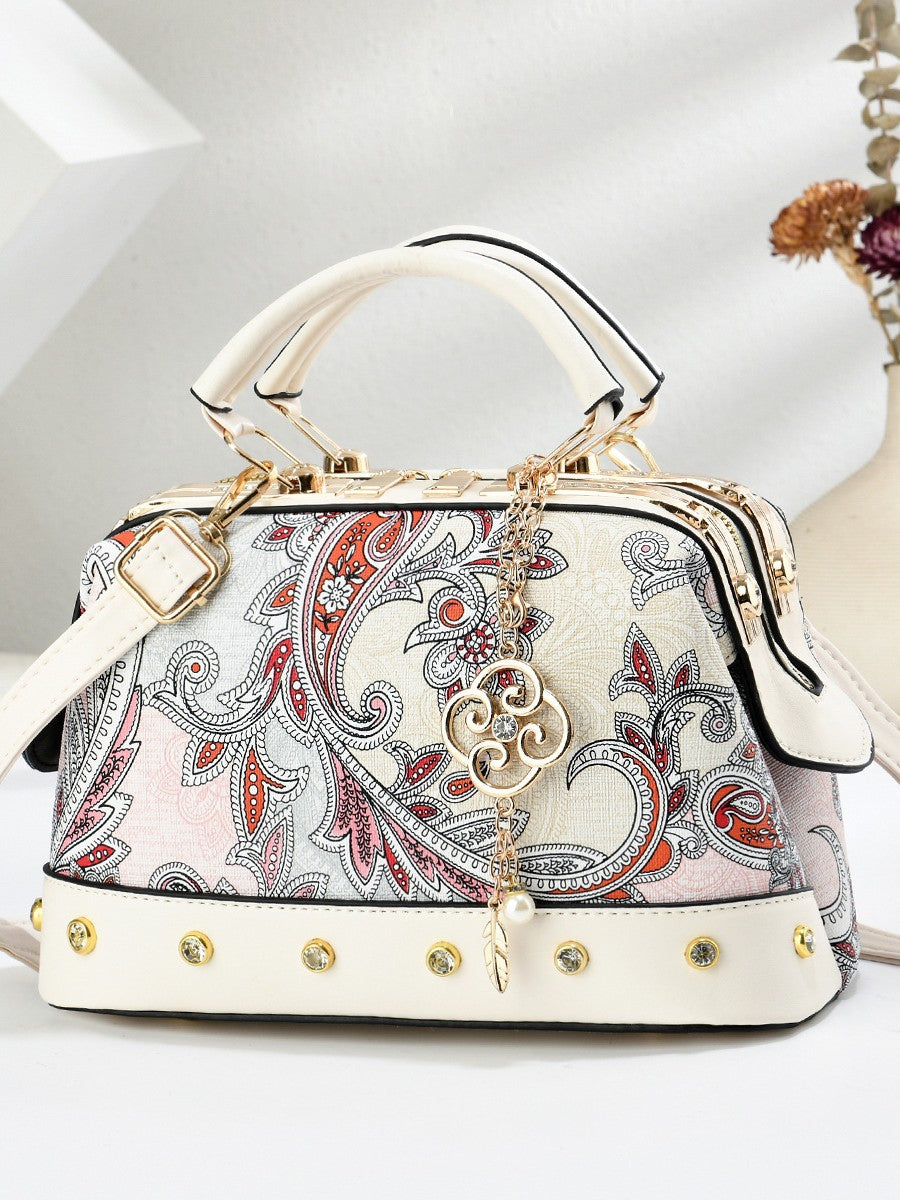Women's Style Embossed Pillow Large Capacity Western Hand Carrying Bags