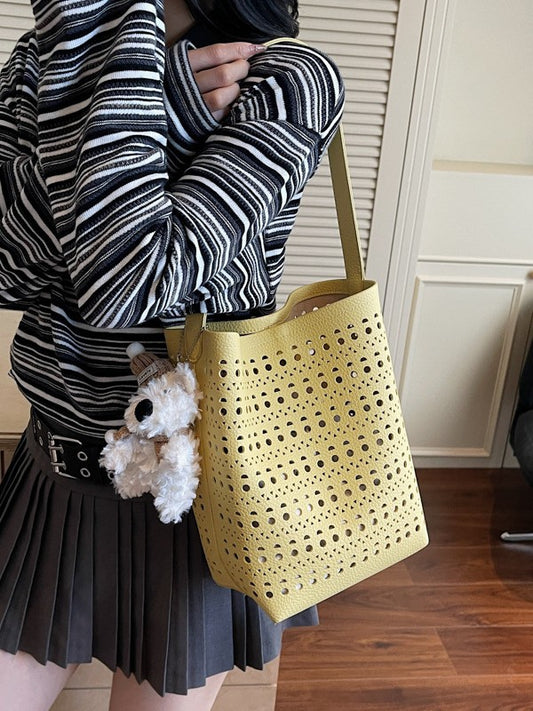 Women's Summer Fashion Carrying Hollow Simple Bucket Bag