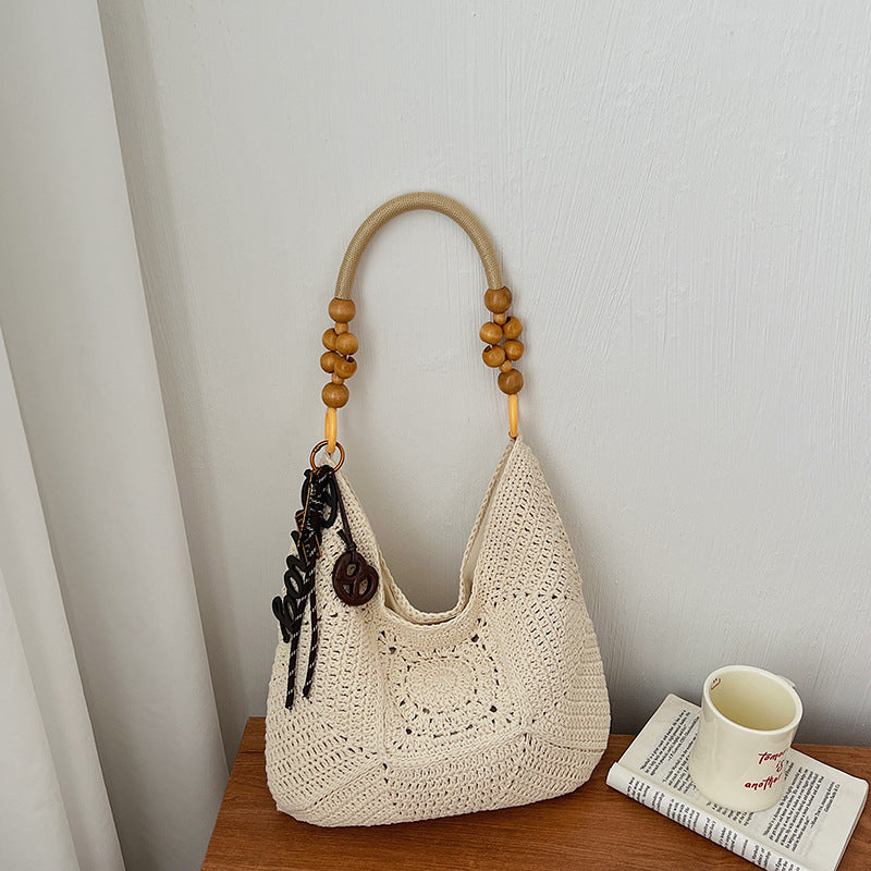 Cotton String Western Style Woven Large Women's Shoulder Bag