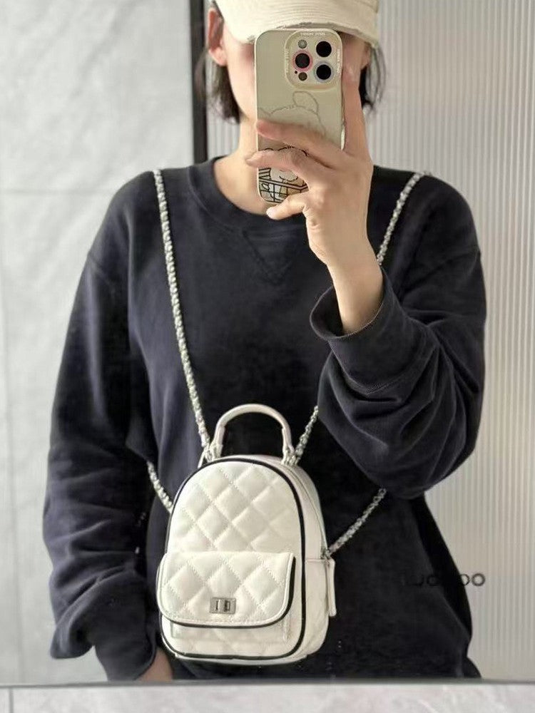 Women's High-grade Niche Rhombus Korean Fashion Chain Backpacks