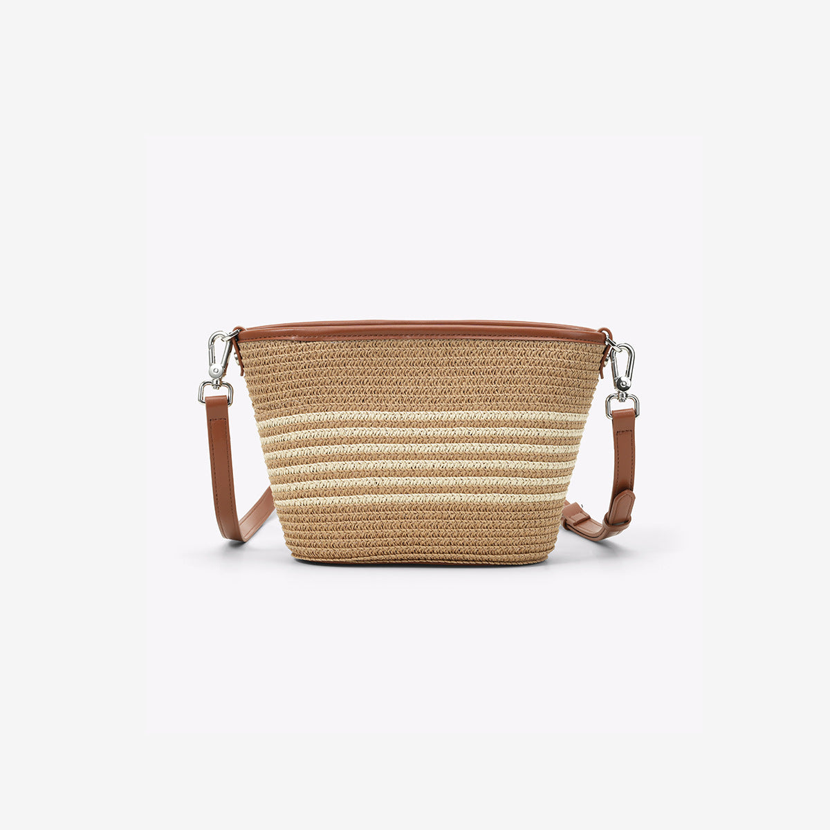 Niche Straw Striped Woven With Leather Fashion Women's Messenger Bag