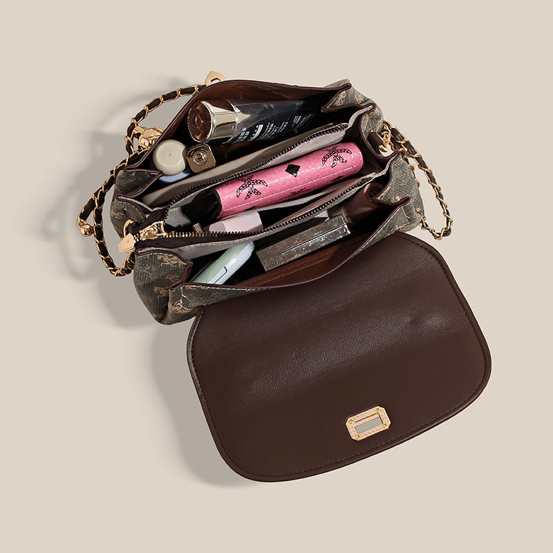 Women's Advanced Texture Printed Korean Style Trendy Chain Bags