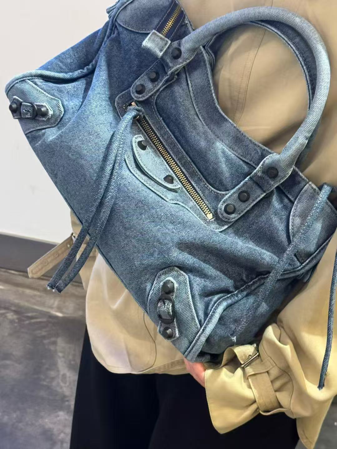 Spring Wear Rivet Motorcycle Neutral Retro Style Bags