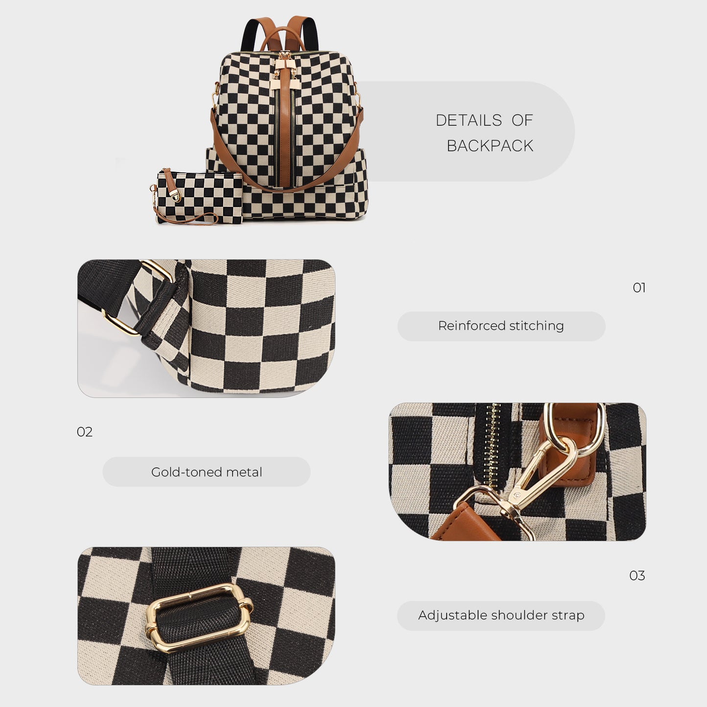 Women's Trendy Chessboard Plaid Large Capacity Mummy Women's Backpack