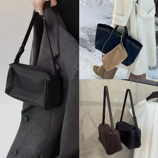 Korean Style Niche Retro Pillow Sheepskin Solid Color Underarm Bag