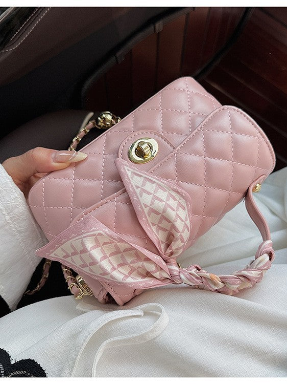 Women's Classic Style Sheepskin Rhombus Chain Portable One Women's Messenger Bag