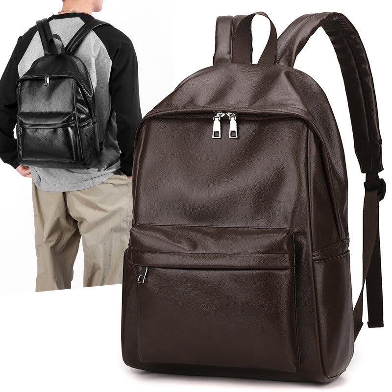 Men's Leather Large Capacity Computer Female College Leisure Backpack