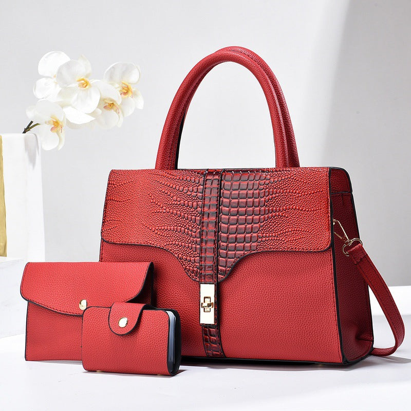 Women's Fashion Three-piece Set High Sense Alligator Underarm Bag