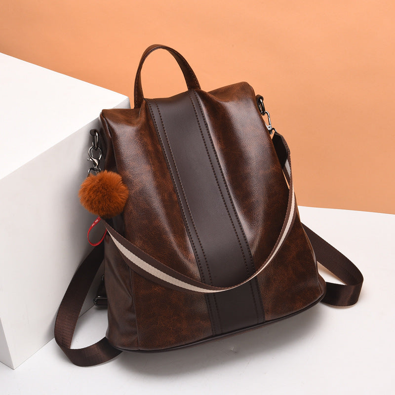 Women's Fashion Soft Leather Commuter Large Capacity Women's Backpack