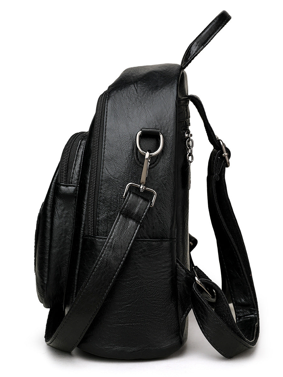 Popular Women's Leather Stylish Versatile Simple Women's Backpack