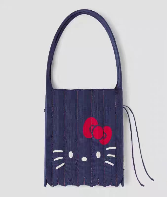 Attractive Beautiful Cat Pleated Knitted File Women's Handbag