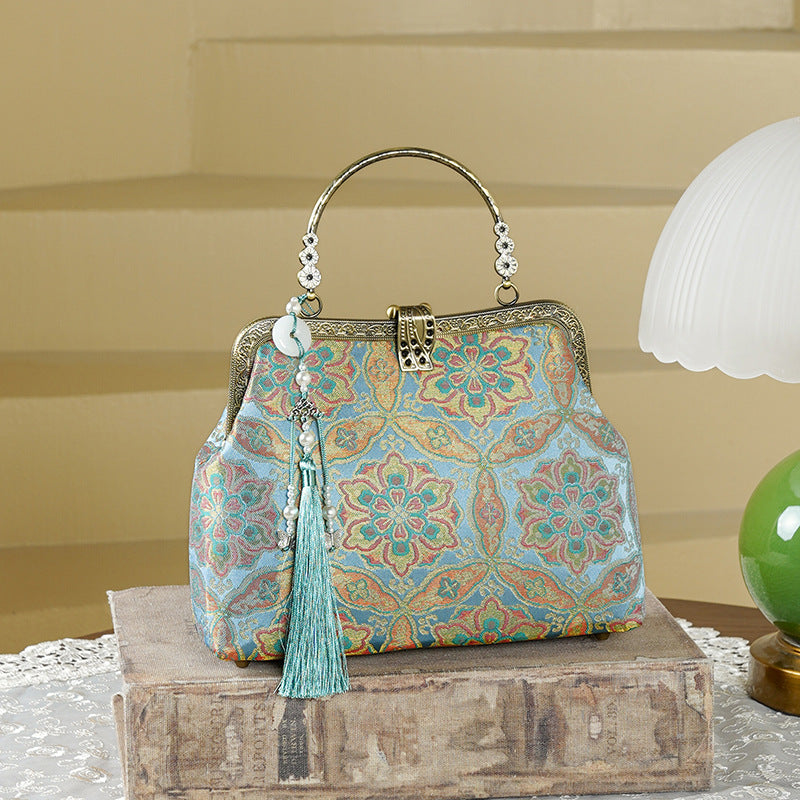 Pursuing Dream Jacquard Brocade National Style Cheongsam Tassel Small Square Bags