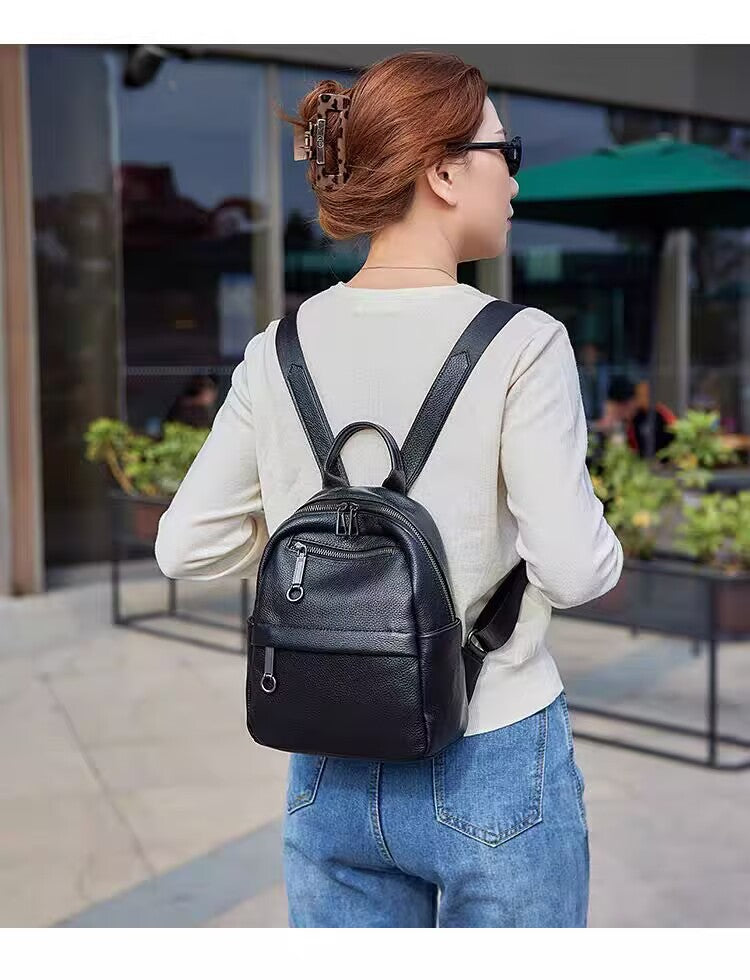 Women's Authentic Leather Tactile Feel Simple Daily Women's Backpack
