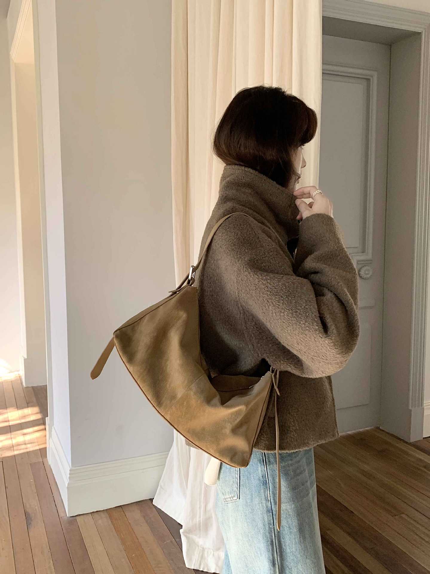 Women's Fashion Solid Color Texture Advanced Women's Handbag