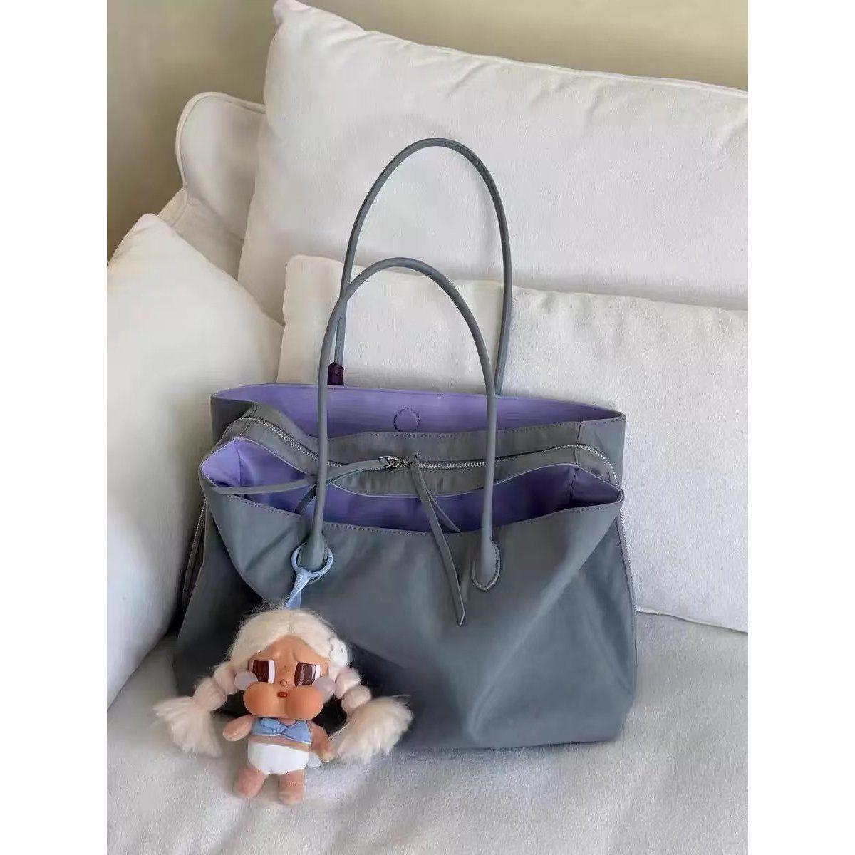 Women's Korean Style Purple Nylon Large Capacity Commuter Tote Bag