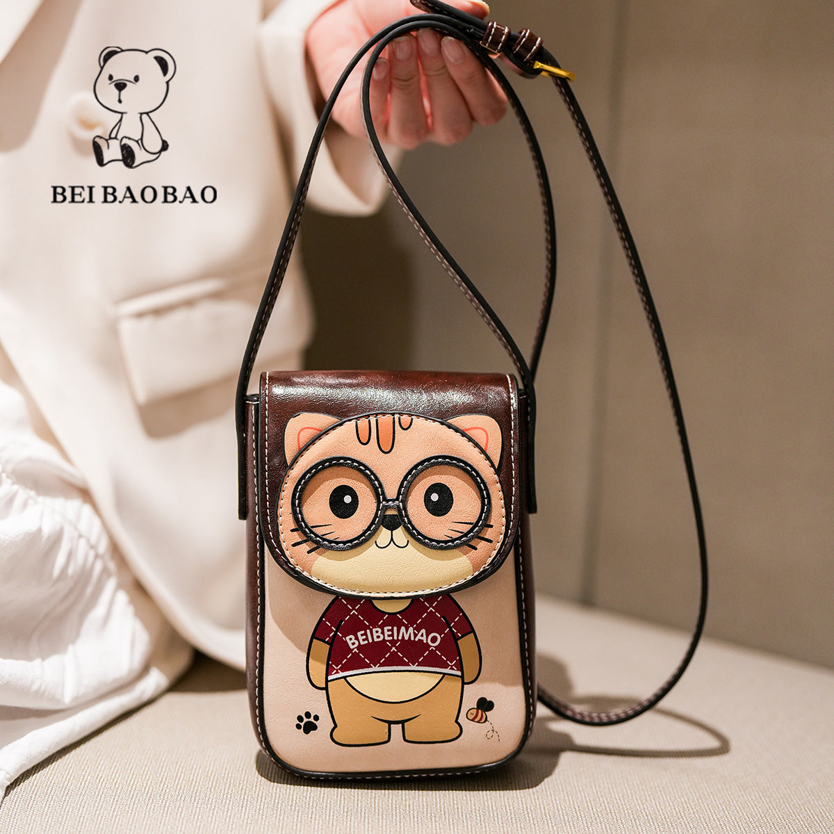 Durable Source Cartoon Cute Leisure Sling Mobile Phone Bag