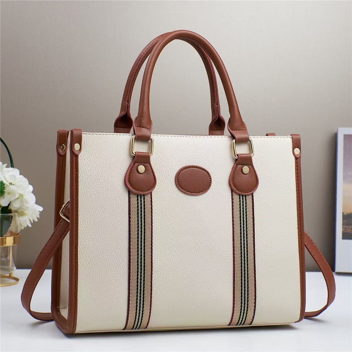 Women's Mom Fashionable Elegant Large Capacity Textured Tote Bag