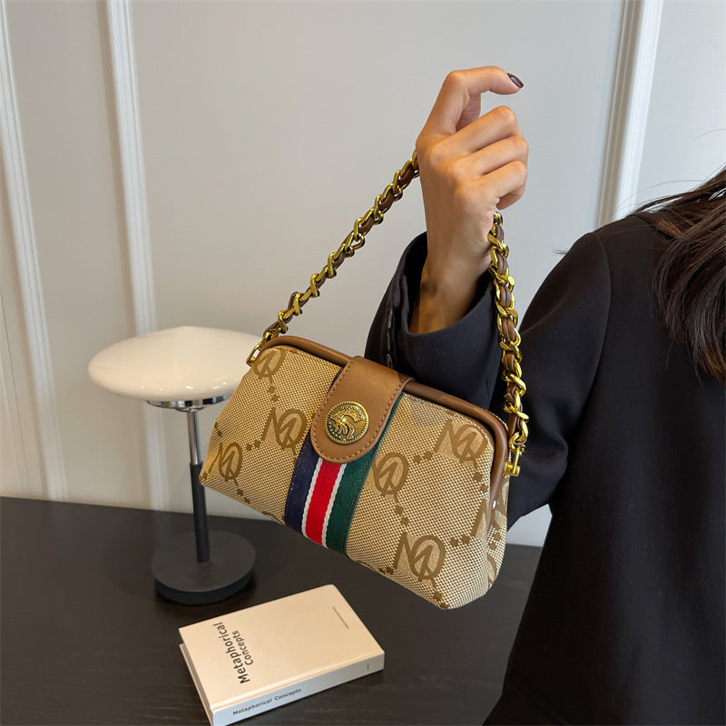 Women's Underarm Striped Retro Clip French Classic Shoulder Bags