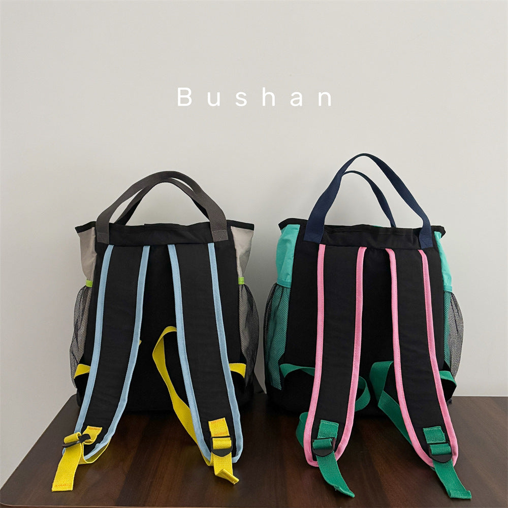 Style Preppy Large Capacity Color Contrast Patchwork Sports Backpack