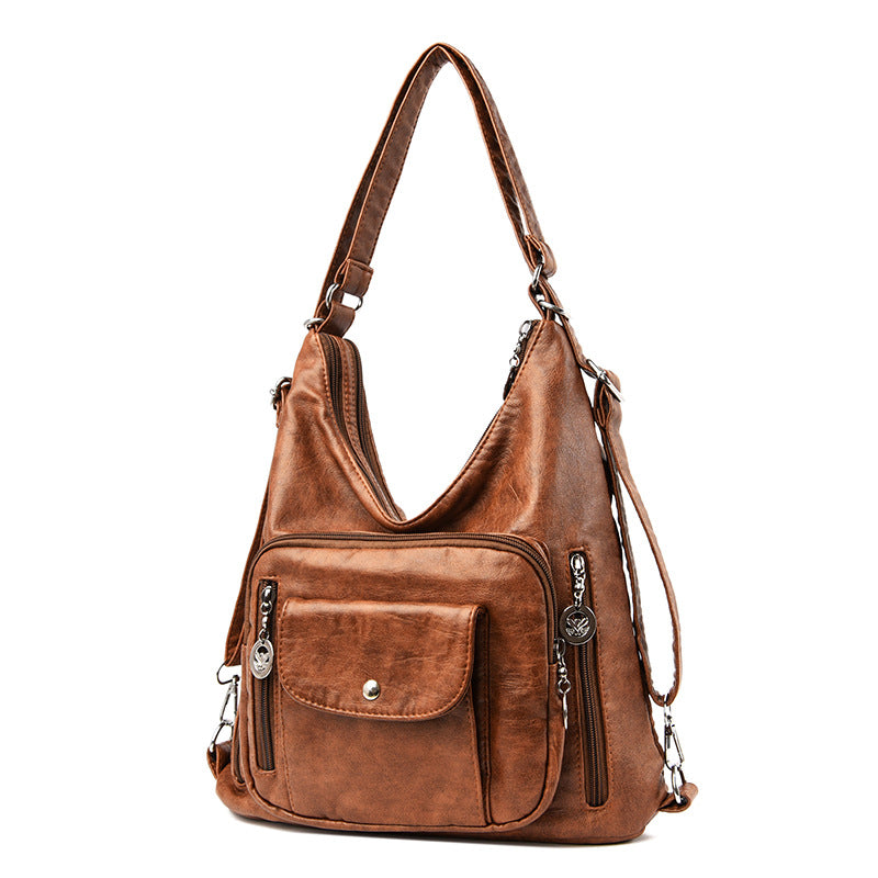 Durable Women's Retro Soft Leather Mother Women's Shoulder Bag