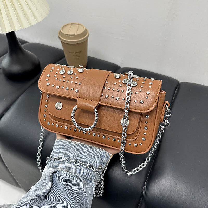 Women's French Design Rivet Circle Trendy Simple Versatile Bags