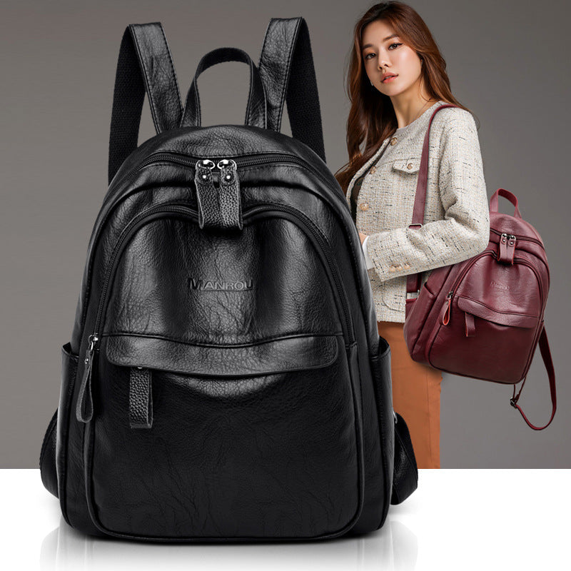 Women's Trendy Soft Leather Korean Style Fashion Women's Backpack