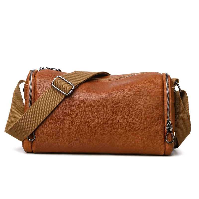 Men's Leather Business Commute Large Capacity Pillow Men's Messenger Bag