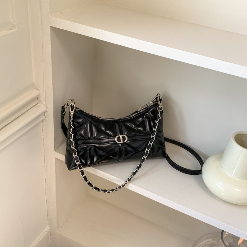 Women's Texture Underarm Diamond Embroidery Thread Solid Color Hand Women's Shoulder Bag