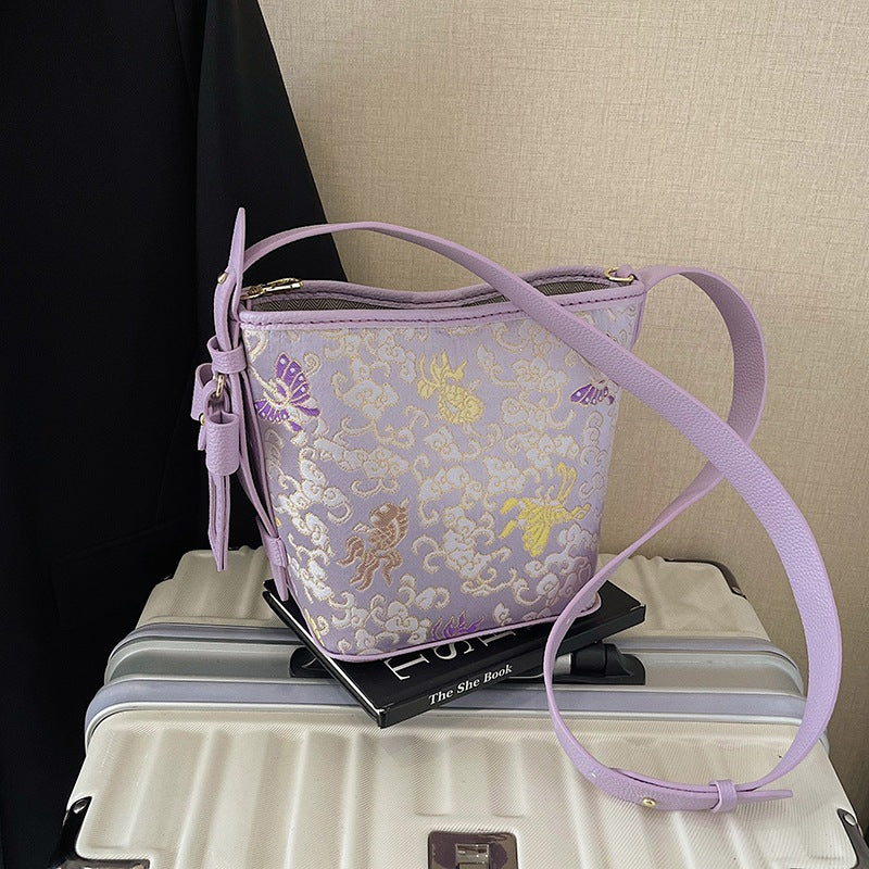 Chinese Style Song Dynasty Brocade Embroidered Portable Self-made Cloth Handmade Bucket Bags