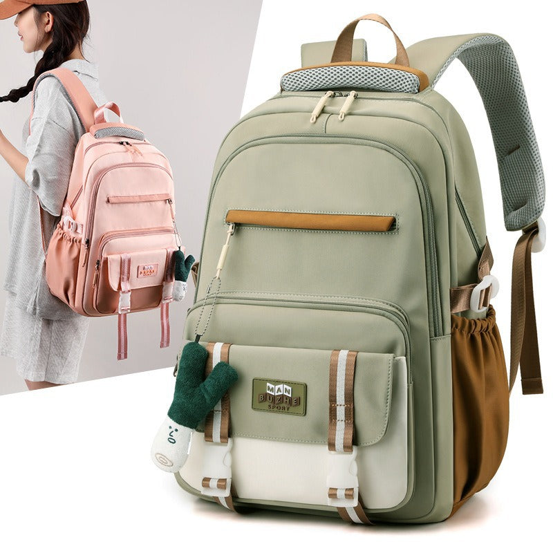 Female High Large Capacity Solid Color Primary Class Korean Simple Backpacks