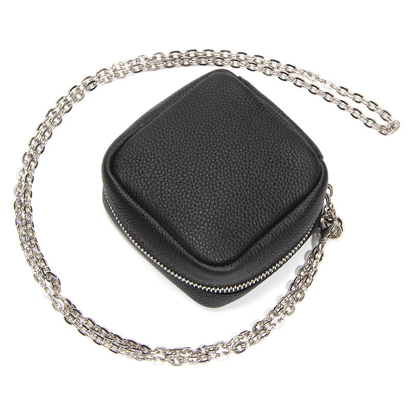 Leather Mini Outing Portable Earphone Jewelry Partition Storage Chain Makeup Bag
