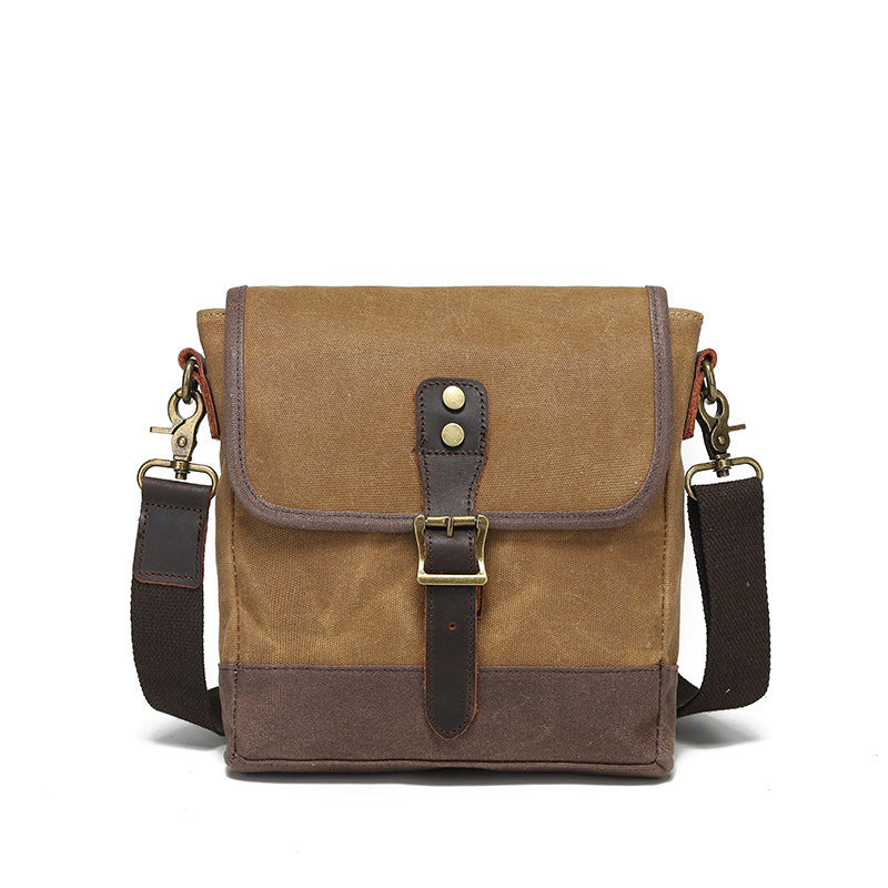 Men's Hanging Waterproof Wax Canvas Storage Flap Contrast Color Men's Messenger Bag