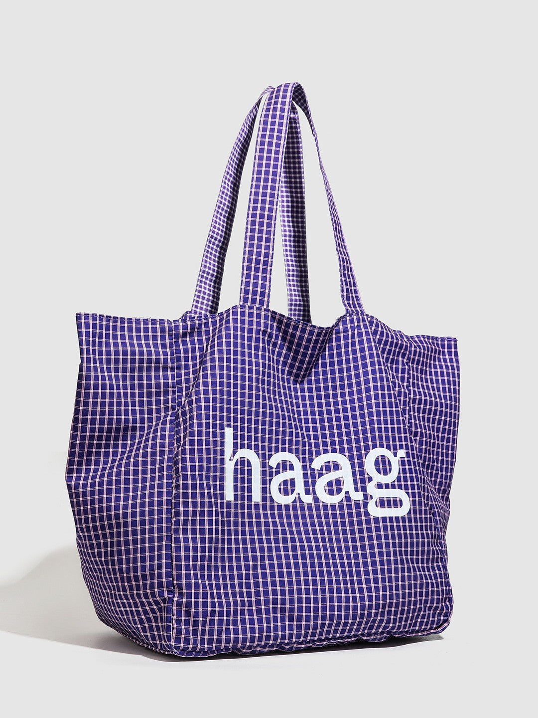 Plaid Purple Simple Large Capacity Letter Tote Bags