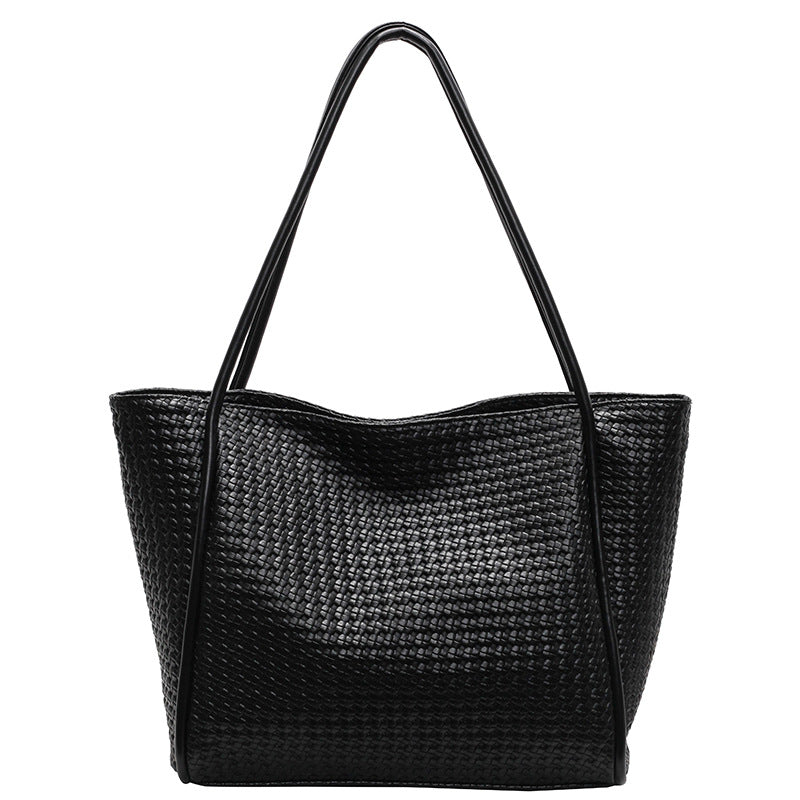 Women's High Sense Woven Retro Large Capacity Underarm Simple Temperament Commute Shoulder Bags
