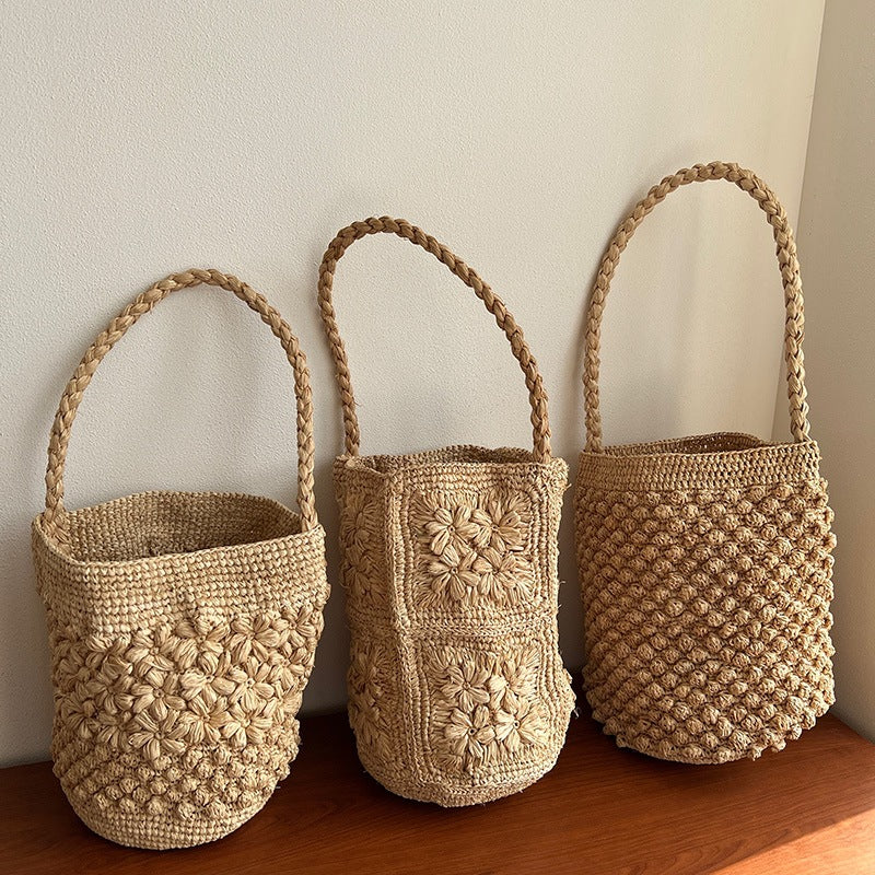 Women's Handmade Crochet Woven Summer French Artistic Portable Bags