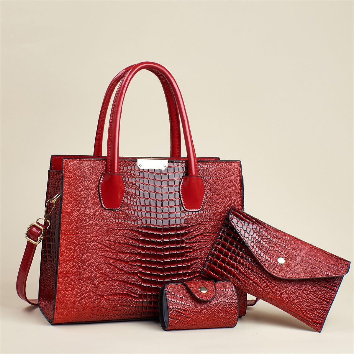 Women's Crocodile Pattern Fashionable Three-piece Large Capacity Women's Shoulder Bag
