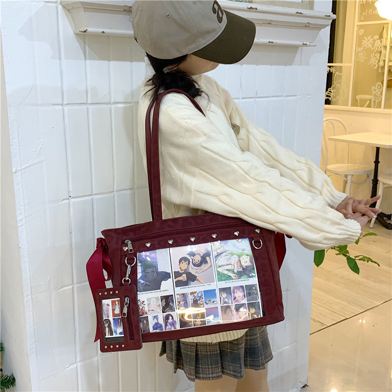 Fashionable Two-dimensional Transparent Cartoon Elegant Advanced Women's Shoulder Bag