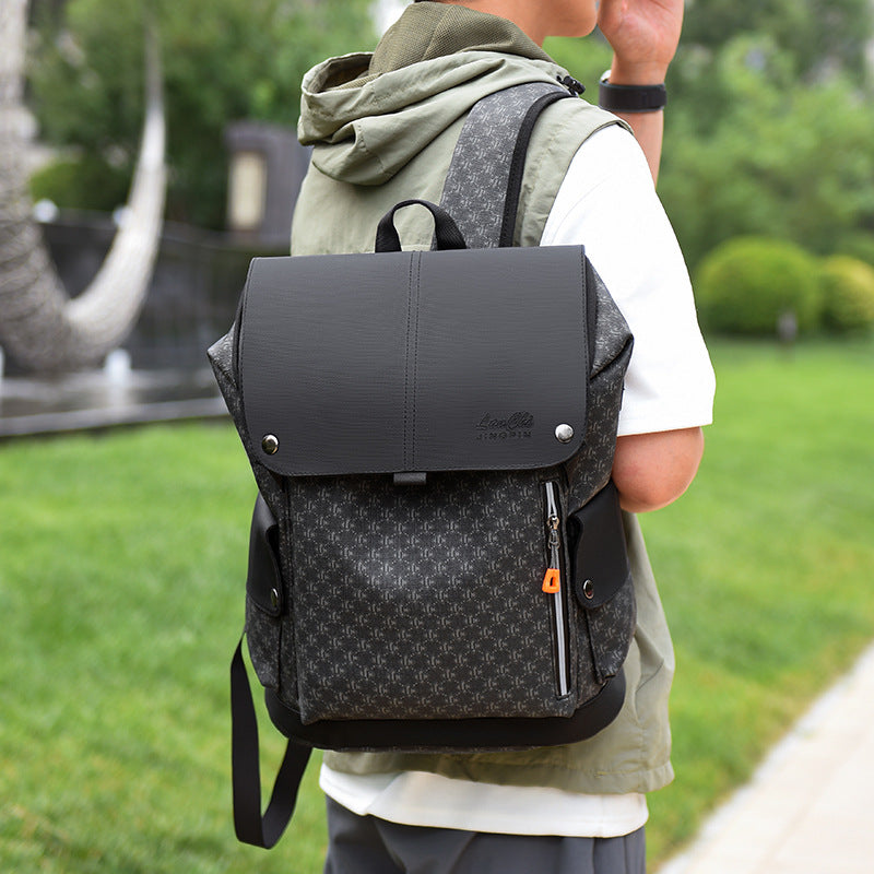Men's Trendy Printing Business Commute Computer Large Leisure Backpack
