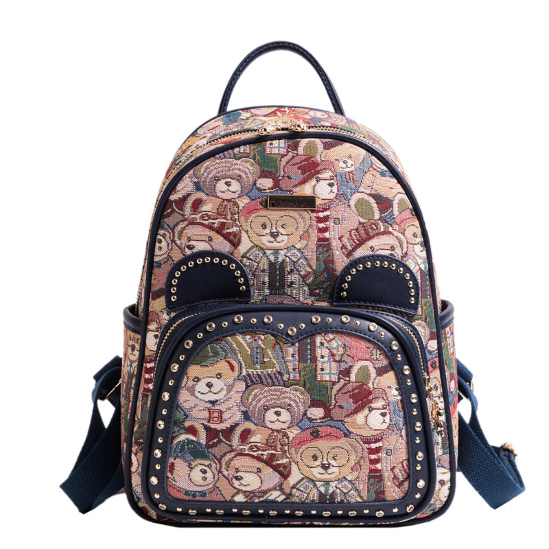 Source Embroidered Canvas Cartoon Versatile Fashion Women's Backpack