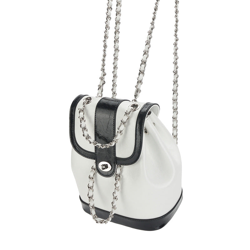 Niche Genuine Cowhide Chain Terms Lightweight Classic Backpacks