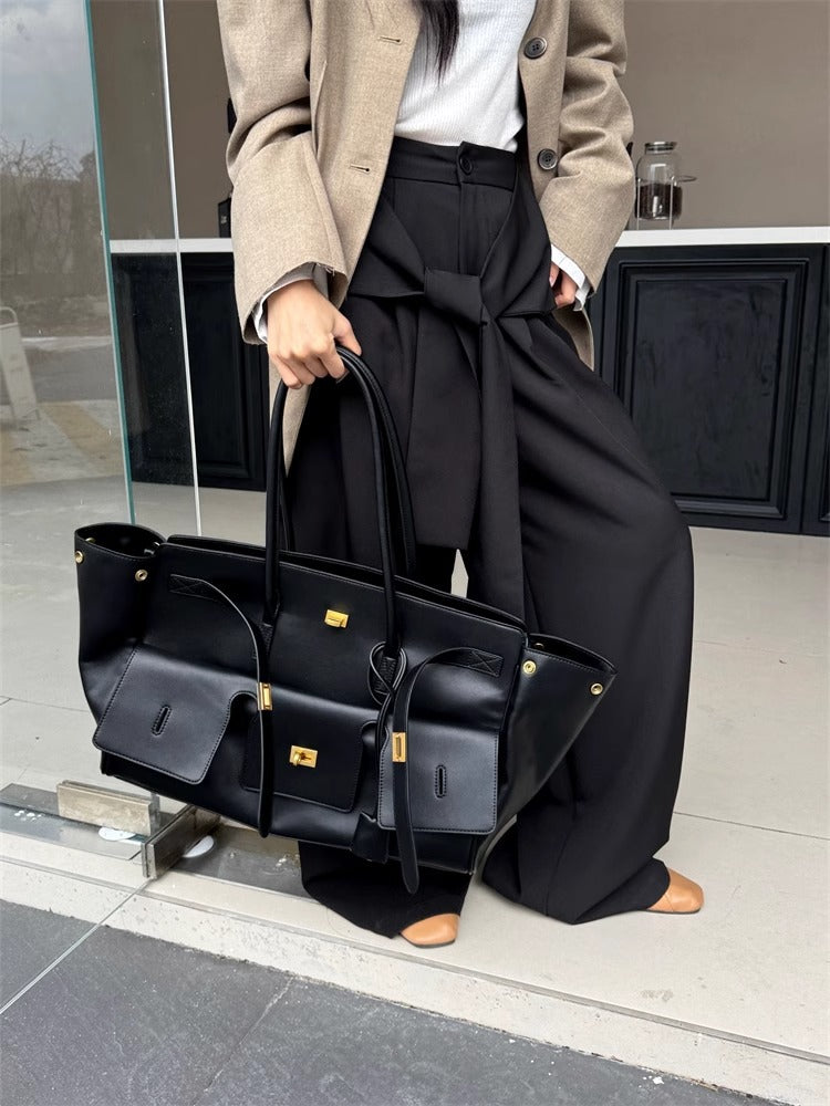 Cowhide Big Kelly Fashion Platinum Large Underarm Bag